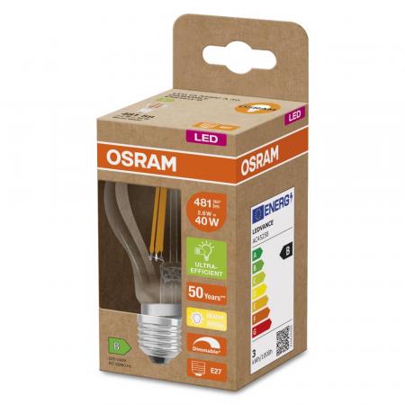 6er Sparpack OSRAM E27 SUPERSTAR+ CLASSIC besonders effiziente LED Lampe dimmbar 2,6W wie 40W 2700K warmweißes Licht